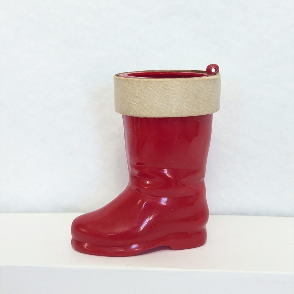Vintage Rosbro Hard Plastic SANTA BOOT Candy Container Christmas Ornament MCM
